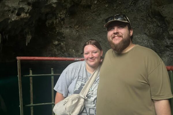 christian and mad in cave